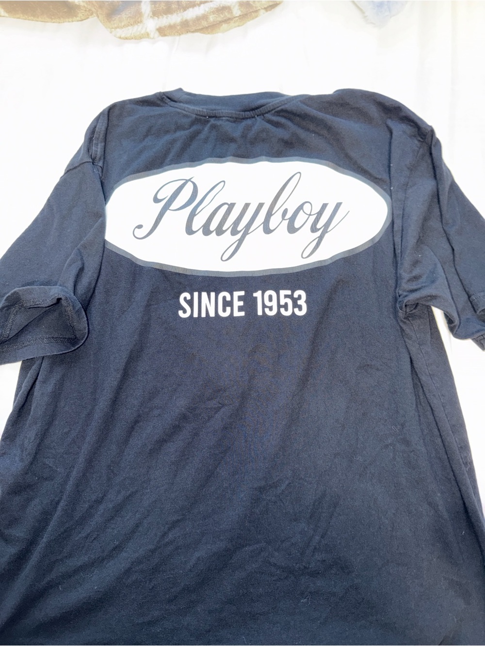 PLAYBOY Black Short Sleeve Tee with Script Chest Logo - Picture 2 of 4